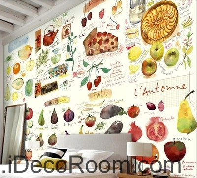 Image of Clear Green Vegetable Fruit Tomato Pizza Restaurant Mural wall art wall decor mural wallpaper wall IDCWP-000103