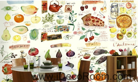 Image of Clear Green Vegetable Fruit Tomato Pizza Restaurant Mural wall art wall decor mural wallpaper wall IDCWP-000103
