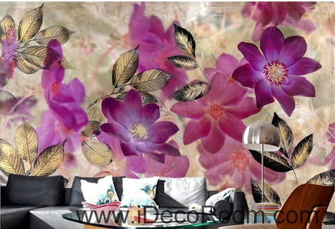 Image of A beautiful dream of fresh and beautiful red blooming flowers Gesang Hua oil painting effect wall art wall decor mural wallpaper wall IDCWP-000104