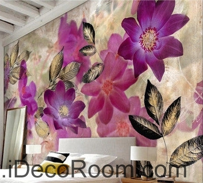 Image of A beautiful dream of fresh and beautiful red blooming flowers Gesang Hua oil painting effect wall art wall decor mural wallpaper wall IDCWP-000104