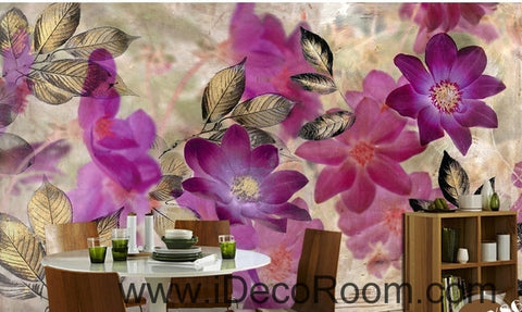 Image of A beautiful dream of fresh and beautiful red blooming flowers Gesang Hua oil painting effect wall art wall decor mural wallpaper wall IDCWP-000104