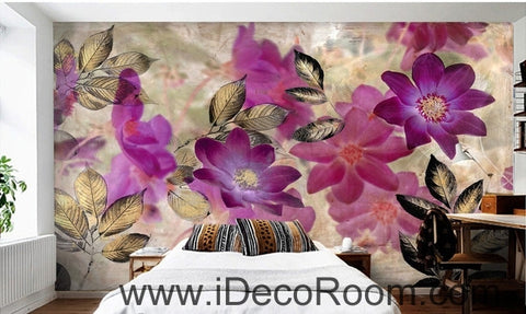 Image of A beautiful dream of fresh and beautiful red blooming flowers Gesang Hua oil painting effect wall art wall decor mural wallpaper wall IDCWP-000104