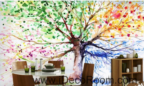 Image of A beautiful dream of fresh and abstract colorful tree tree shake tree oil painting effect wall art wall decor mural wallpaper wall IDCWP-000106