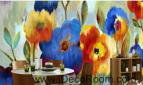 Image of Beautiful dream romantic blooming color floral poppy flower painting wall art wall decor mural wallpaper wall  IDCWP-000115