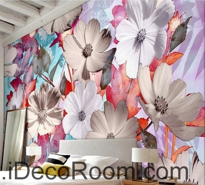 Image of A beautiful dream of fresh and in full bloom Gesang flowers overlap painting wall art wall decor mural wallpaper wall IDCWP-000119