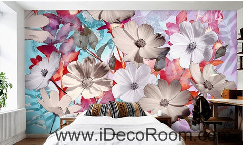 Image of A beautiful dream of fresh and in full bloom Gesang flowers overlap painting wall art wall decor mural wallpaper wall IDCWP-000119
