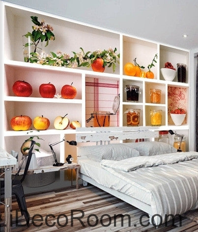 Image of A beautiful fresh white plaid painted fruit canned floral wall art wall decor mural wallpaper wall IDCWP-000123