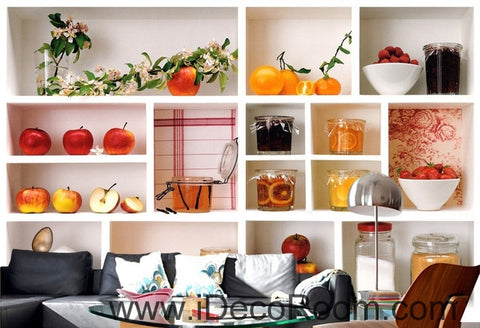 Image of A beautiful fresh white plaid painted fruit canned floral wall art wall decor mural wallpaper wall IDCWP-000123