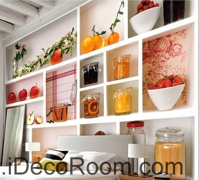 Image of A beautiful fresh white plaid painted fruit canned floral wall art wall decor mural wallpaper wall IDCWP-000123