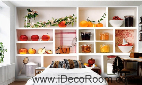 Image of A beautiful fresh white plaid painted fruit canned floral wall art wall decor mural wallpaper wall IDCWP-000123