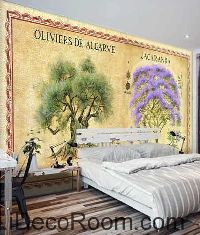 Image of Dreams Purple Purple Flowers Trees Forest oil painting effect wall art wall decor mural wallpaper wall IDCWP-000128