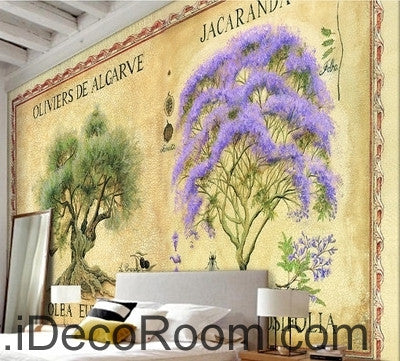 Image of Dreams Purple Purple Flowers Trees Forest oil painting effect wall art wall decor mural wallpaper wall IDCWP-000128