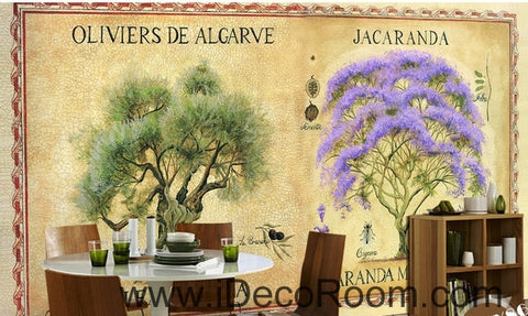 Image of Dreams Purple Purple Flowers Trees Forest oil painting effect wall art wall decor mural wallpaper wall IDCWP-000128