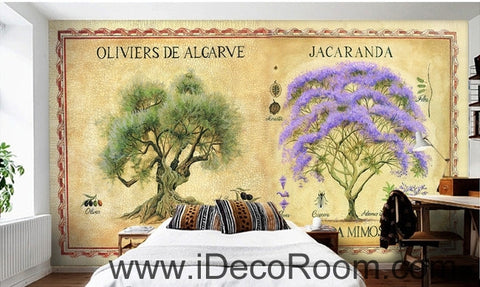 Image of Dreams Purple Purple Flowers Trees Forest oil painting effect wall art wall decor mural wallpaper wall IDCWP-000128