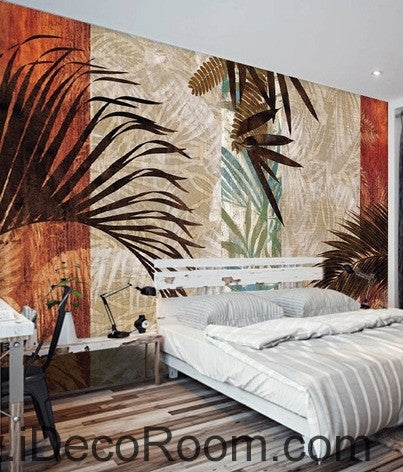 Image of Retro pattern tropical plant palm tree leaf oil painting effect wall art wall decor mural wallpaper wall IDCWP-000131