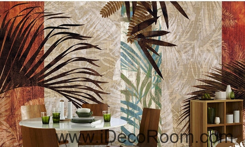 Image of Retro pattern tropical plant palm tree leaf oil painting effect wall art wall decor mural wallpaper wall IDCWP-000131
