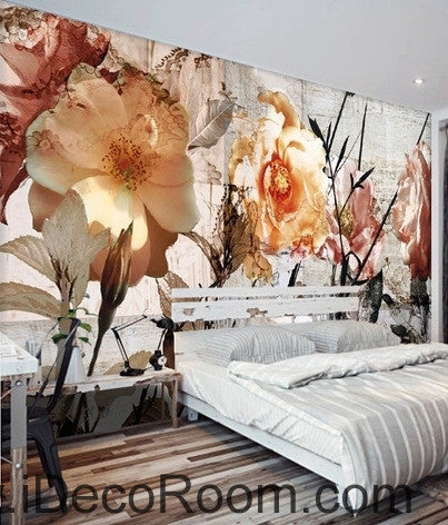 Image of A beautiful dream pink abstract flower camellia flower painting wall art wall decor mural wallpaper wall IDCWP-000135