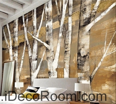 Image of Retro to do the old abstract forest forest birch forest oil painting effect wall art wall decor mural wallpaper wall IDCWP-000138