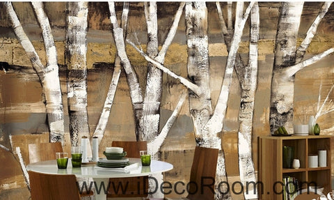 Image of Retro to do the old abstract forest forest birch forest oil painting effect wall art wall decor mural wallpaper wall IDCWP-000138