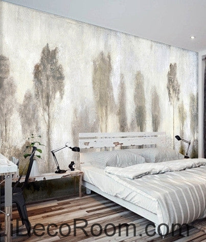 Image of Beautiful dream mystery haze in the abstract pine forest oil painting effect wall art wall decor mural wallpaper wall IDCWP-000139