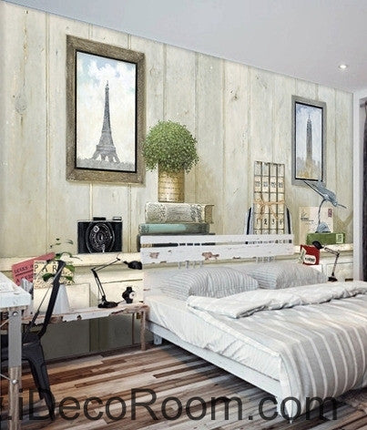 Image of Small fresh table potted Eiffel Tower Big Ben Gua painting wall art wall decor mural wallpaper wall IDCWP-000142