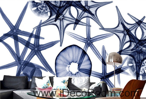 Image of Beautiful retro to do the old seabed transparent starfish conch seashell wall art wall decor mural wallpaper wall IDCWP-000145