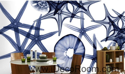 Image of Beautiful retro to do the old seabed transparent starfish conch seashell wall art wall decor mural wallpaper wall IDCWP-000145