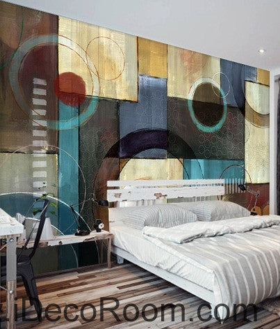 Image of European Style Retro Patterns Circle Colors Stains Split oil painting effect wall art wall decor mural wallpaper wall IDCWP-000147