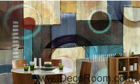 Image of European Style Retro Patterns Circle Colors Stains Split oil painting effect wall art wall decor mural wallpaper wall IDCWP-000147