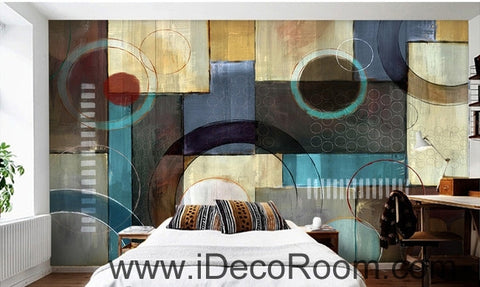 Image of European Style Retro Patterns Circle Colors Stains Split oil painting effect wall art wall decor mural wallpaper wall IDCWP-000147