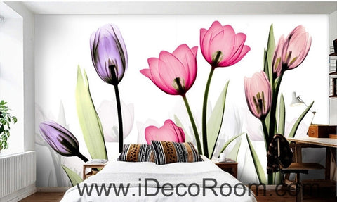 Image of A beautiful dream fresh and colorful in full bloom transparent tulips wall art wall decor mural wallpaper wall IDCWP-000148
