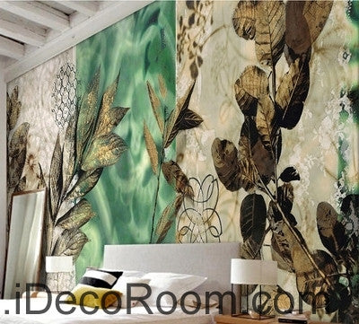 Image of Dreams Fresh Green Patterns Flower Leaves oil painting effects wall art wall decor mural wallpaper wall paper IDCWP-000149