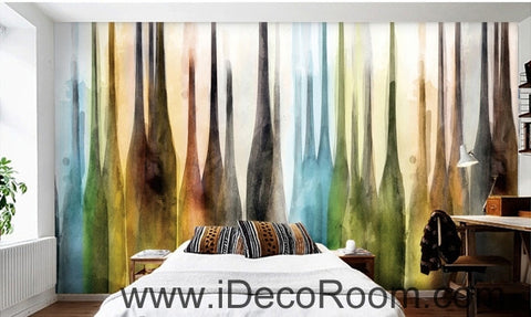 Image of European retro color abstract bottle oil painting effect wall art wall decor mural wallpaper wall IDCWP-000150