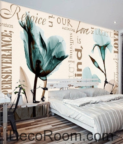 Image of Beautiful dream fresh blue transparent lily tulip wall art wall decor mural wallpaper wall IDCWP-000163