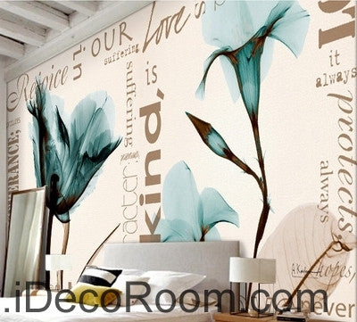 Image of Beautiful dream fresh blue transparent lily tulip wall art wall decor mural wallpaper wall IDCWP-000163
