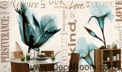 Image of Beautiful dream fresh blue transparent lily tulip wall art wall decor mural wallpaper wall IDCWP-000163