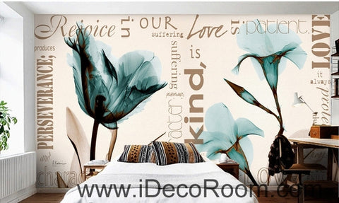 Image of Beautiful dream fresh blue transparent lily tulip wall art wall decor mural wallpaper wall IDCWP-000163