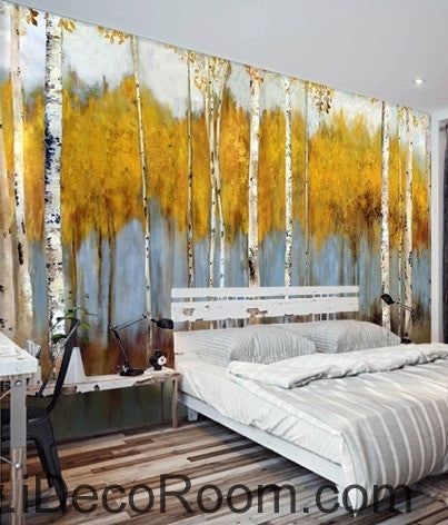 Image of Retro to do the old abstract forest forest birch forest oil painting effect wall art wall decor mural wallpaper wall IDCWP-000164
