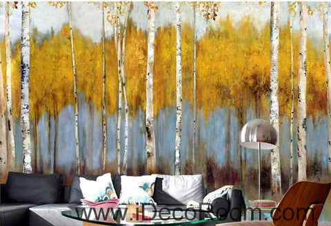 Image of Retro to do the old abstract forest forest birch forest oil painting effect wall art wall decor mural wallpaper wall IDCWP-000164