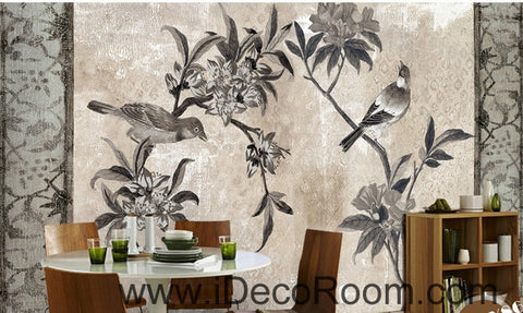 Image of European style retro floral flower bird painting wall art wall decor mural wallpaper wall IDCWP-000172
