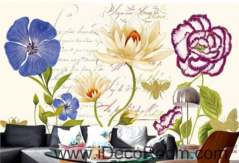 Image of Beautiful dream fresh pattern glass carnations flower oil painting effect wall art wall decor mural wallpaper wall IDCWP-000174