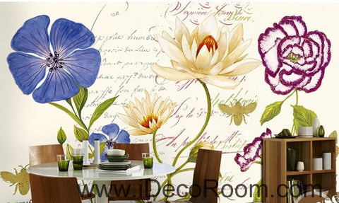 Image of Beautiful dream fresh pattern glass carnations flower oil painting effect wall art wall decor mural wallpaper wall IDCWP-000174