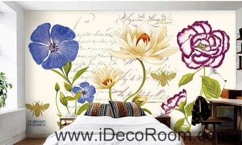 Image of Beautiful dream fresh pattern glass carnations flower oil painting effect wall art wall decor mural wallpaper wall IDCWP-000174