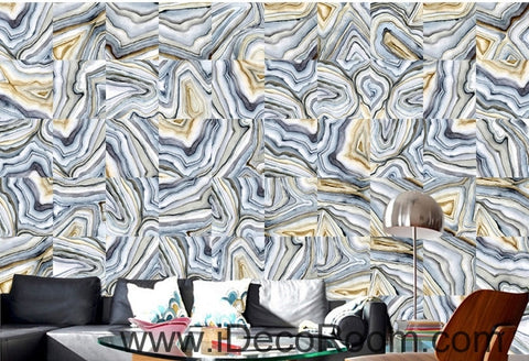 Image of Small fresh fantasy blue wood striped box spliced ??painting wall art wall decor mural wallpaper wall IDCWP-000180