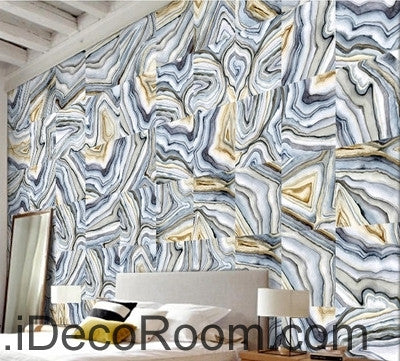 Image of Small fresh fantasy blue wood striped box spliced ??painting wall art wall decor mural wallpaper wall IDCWP-000180