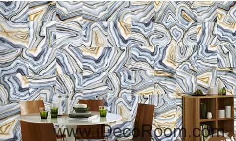 Image of Small fresh fantasy blue wood striped box spliced ??painting wall art wall decor mural wallpaper wall IDCWP-000180