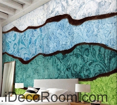 Image of Fresh and beautiful blue pattern black lines abstract waves wall art wall decor mural wallpaper wall IDCWP-000181