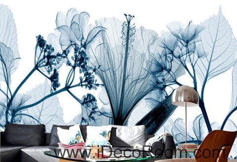 Image of Beautiful dream fresh blue eucalyptus flowers lily flowers transparent wall art wall decor mural wallpaper wall IDCWP-000185