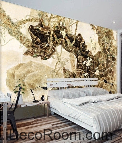 Image of European retro retro art old tree root tree branch oil painting effect wall art wall decor mural wallpaper wall IDCWP-000187