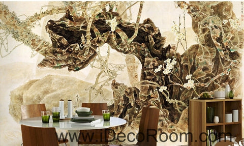 Image of European retro retro art old tree root tree branch oil painting effect wall art wall decor mural wallpaper wall  IDCWP-000187